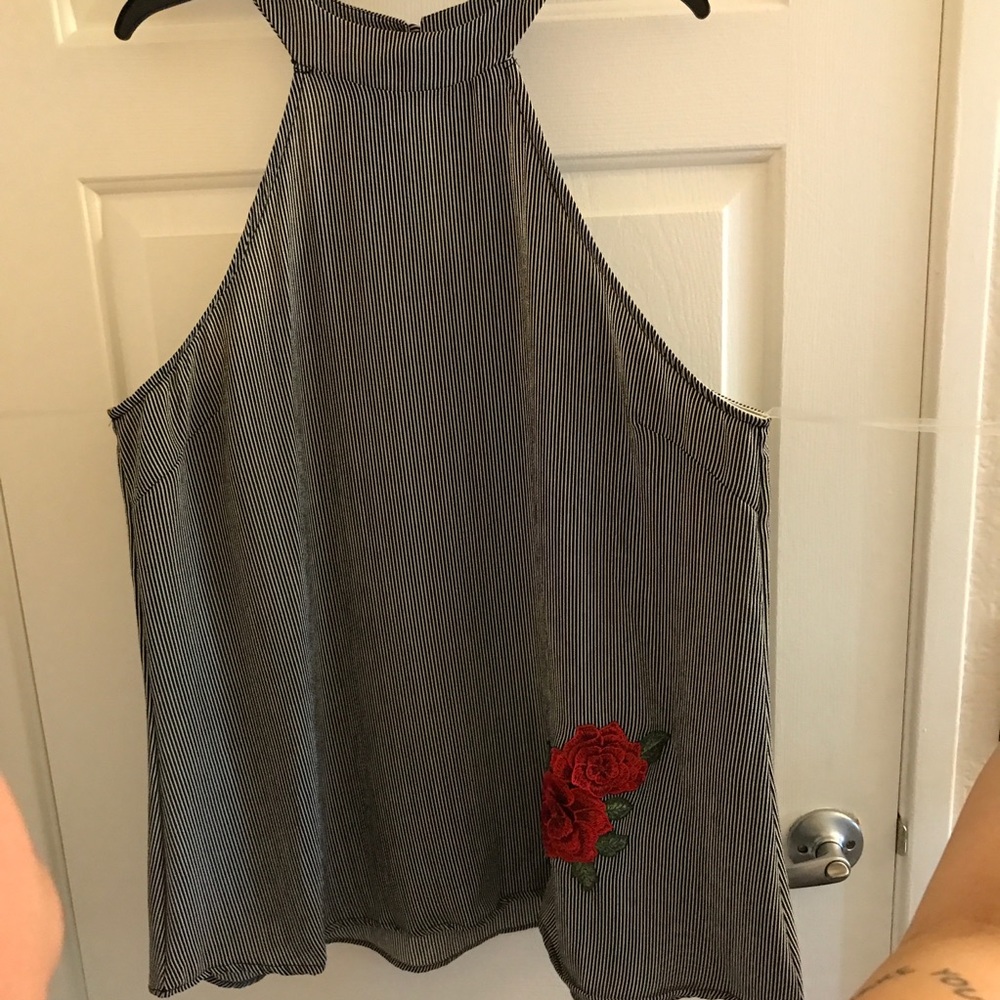 Halter Blouse with embroidered roses